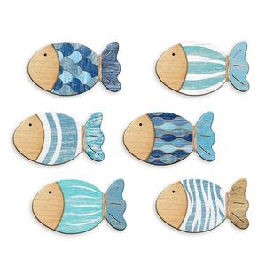 Wood Fish Wall Decor Beach Themed Room Decor Bathroom Decor Vintage Blue Fish🦁